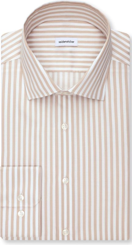 Seidensticker Overhemd zand, Gestreept