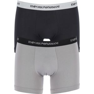 Emporio Armani Boxers Essential Core (2-pack), heren boxers normale lengte, zwart en grijs -  Maat: M