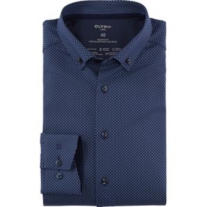 OLYMP Luxor 24/7 modern fit overhemd, Dynamic Flex, marineblauw dessin