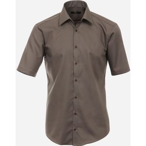 VENTI modern fit overhemd, korte mouw, popeline, bruin 48