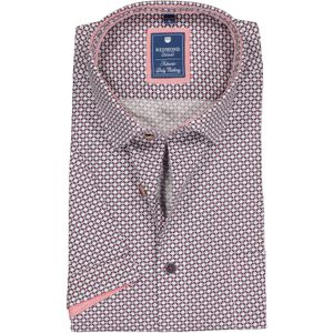 3 voor 99 | Redmond regular fit overhemd, korte mouw, poplin dessin, blauw en rood met wit 39 - 40