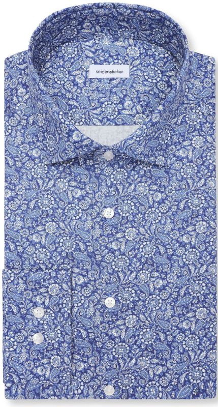 Seidensticker regular fit overhemd, popeline, blauw dessin