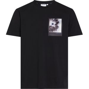 Calvin Klein Framed Flower Graphic T-shirt, heren T-shirt korte mouw O-hals, zwart dessin -  Maat: M