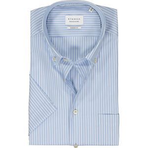 ETERNA modern fit overhemd korte mouw, popeline, lichtblauw gestreept 46