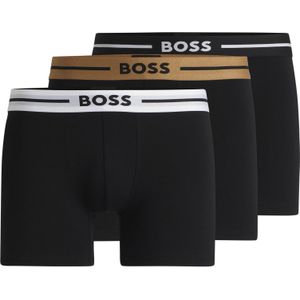 HUGO BOSS Bold boxer briefs (3-pack), heren boxers normale lengte, zwart met gekleurde tailleband