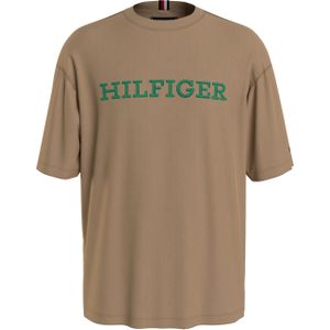 Tommy Hilfiger Monotype Embro Archive Tee, heren T-shirt korte mouw O-hals, kaki -  Maat: 3XL