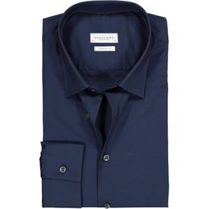 Profuomo super slim fit overhemd, stretch poplin, navy blauw 38