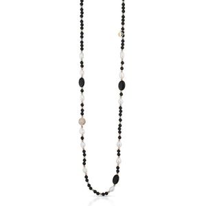 Lelune parelketting met onyx en hematiet 90 cm LGNK88.1