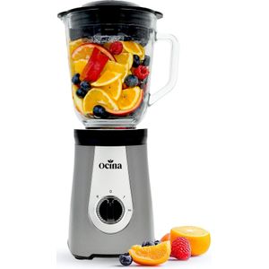 Blender 1 Liter - Mat Grijs - 1 liter glazen kan - Compact design  - 500 Watt motor - 2 snelheden én pulse functie