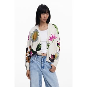 Bedruckte Blumenstrickjacke