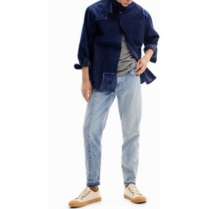 Denimhemd mit Stickereien und Patch