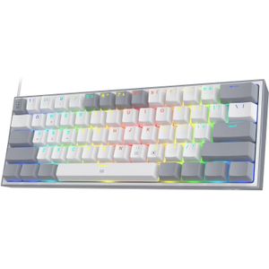 Redragon K617 Fizz 60% bedraad RGB-gamingtoetsenbord, 61 toetsen hot-swap compact mechanisch toetsenbord rode schakelaar