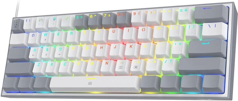 Redragon K617 Fizz 60% bedraad RGB-gamingtoetsenbord, 61 toetsen hot-swap compact mechanisch toetsenbord rode schakelaar