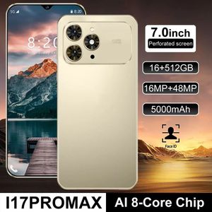 Nieuwe i17 Pro Max Smartphone 5G 7.0HD Dual Card Dual Standby Android 15 Mobiele Telefoon 16MP + 48MP Global Versie Mobiele Telefoons 6800mAh