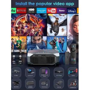 4K Bluetooth-projector Projector Wi-Fi 25.000 lumen Full HD native p Bluetooth-projector Home Cinema