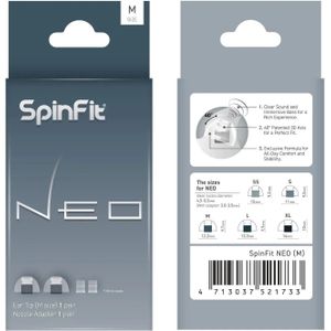SpinFit NEO voor IEM siliconen gepatenteerde oordopjes Successor van CP100/CP100+ Eén set Past op normale en dunne mondstukken 1 paar met adapters
