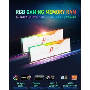 KingBank DDR5 Witte Hynix Chip RGB RAM Geheugen DDR5 RAM PC 16GB 32GB 64GB 6000MHz 6400 MHz RAM voor Desktop