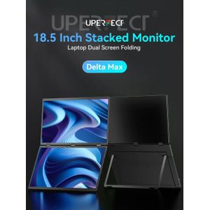 UPERFECT 100Hz gestapelde monitor Geen schijf vereist Laptop Dubbel scherm Opvouwbaar 18,5" Met USB C Mini HDMI Voor PC Mac Surface Phone
