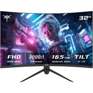 Ktc 32 Inch H32s17c Gebogen Gaming Monitor,32 Inch,180Hz Vernieuwingsfrequentie, 16:9 Beeldverhouding, 1920X1080 @ 180Hzresolution, 16.7M 8Bit