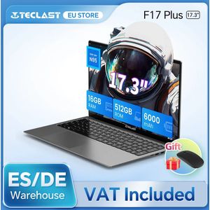 Teclast F17Plus Laptop 17,3 inch, 16 GB RAM, 512 GB SSD, Intel N95, Windows 11 Pro, laptop met achtergrondverlicht toetsenbord, 180° kantelbaar, mini-HDMI, 3x USB 3.2