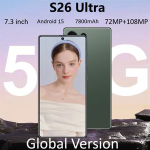 NIEUWE S26 Ultra Smartphone 2026 Originele 7.3HD Global Versie 5G Dual Card Goedkope Mobiele Telefoons 7800 mAh Android 14 Mobiele Mobiele Telefoons
