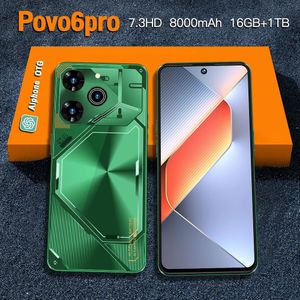 2025 Mobiele telefoons Pova 6 Pro Originele 7.3HD 4G 5G Dual Sim-kaart Slimme mobiele telefoon 108MP Smartphone 8000mAh Android 14 mobiele telefoon