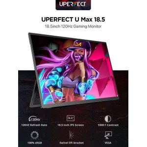 UPERFECT 18,5 inch computergaming display draagbare monitor 120HZ IPS laptop HDMI USB C extern scherm met VESA-passtandaard