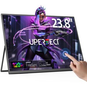 UPERFECT 23,8-inch touchscreen groot computer IPS-scherm met standaard 120 Hz desktopmonitor voor XBox Switch PS5 Gaming Verleng scherm