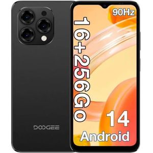 DOOGEE N55 Pro Android 14 smartphone, 16 GB (6 + 10) RAM 256 GB ROM 5150 mAh 6,56 '' HD + 90 Hz 13 MP gezicht ontgrendelen 3,5 mm oortelefoonaansluiting