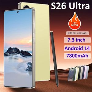 2026 HOT NIEUWE S26 Ultra Smartphone 7.3HD Global Versie Mobiele telefoons 5G Dual Card Goedkope Mobiele Telefoon 7800 mAh Android 14 Mobiele Telefoons
