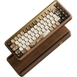 Akko MU01 Mountain Seclusion Houten mechanisch toetsenbord ISO-UK/DE-indeling RGB Hot Swap BT/2.4G Draadloos en bedraad gamingtoetsenbord