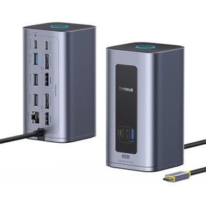 Baseus USB C HUB voor Mac 12-in-1 DisplayPort HDMI 4K@60Hz MST Display voor macOS Windows Docking Station USB 3.2 RJ45 PD 100W Hub