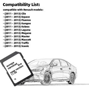 Voor Renault Megane Clio Laguna Autonavigatie Carminal Live 11.45 Sat Nav Deel 8201756572 Sd-kaart Update Europa 2025 Kaarten 8 GB