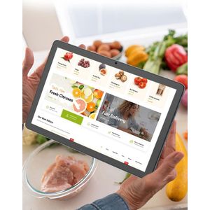 PRITOM Android 14 tablet 10,1 inch, 8 GB (4+4 uitbreiding) RAM + 128 GB ROM, Octa Core, 5G WiFi, met toetsenbord, muis, hoesje