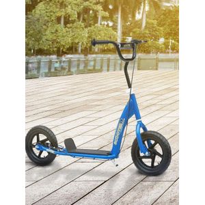 Homcom scooter voor kinderen van 5-12 jaar 12-inch wielen rem en verstelbaar stuur blauw