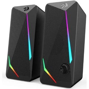 Redragon GS510 Waltz RGB-desktopluidsprekers, 2.0-kanaals pc-computerstereoluidspreker met 4 kleurrijke LED-achtergrondverlichtingsmodi, verbeterd