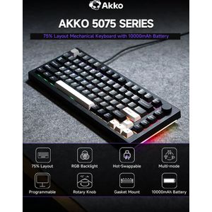 Akko 5075 V3 75% mechanisch toetsenbord 8000/10000 mAh 2,4 GHz Draadloos/bekabeld Type-C/BT 5.0 Hot Swap RGB-pakking voor gaming typen