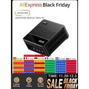 AOOSTAR GEM12+ mini-pc – AMD Ryzen 7 Pro 8845HS CPU, RAM 32 GB, ROM 1 TB, BT 5.2, OCulink-poort, 120 Hz schermen (UP TO SUPRROT 4)