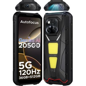 DOOGEE V Max Play 5G-projector Robuuste telefoon 6,78-inch display 20500 mAh batterij Dubbele campingverlichting Afmeting 7300 NFC-smartphone