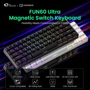 Akko MonsGeek FUN60 Ultra mechanisch gamingtoetsenbord Magnetische schakelaar 60% snelle trigger 8K HE/TMR Aangepaste aluminium toetsenbordgamer
