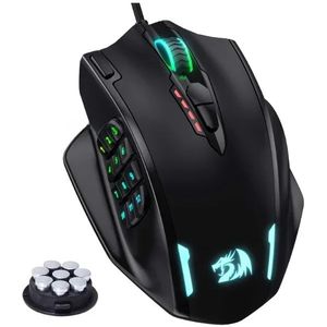 Redragon M908 - Gamingmuis - RGB-achtergrondverlichting - USB - 12400 DPI - 18 Programmeerbare Knoppen