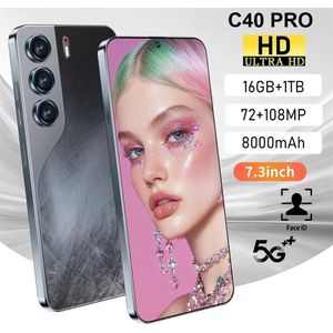 Originele C40 Pro Android 14 Smartphone 8000mAh 108MP 7.3inch Global Versie Mobiele Telefoons 5G Dual Sim-kaart Mobiele Telefoon Mobiele Telefoons