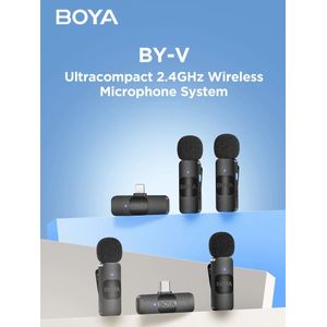 Boya BY-V Draadloze Lavalier Revers Microfoon Voor Iphone Android Mobiele Telefoon Pc Computer Laptop Youtube Opname Streaming Vlog
