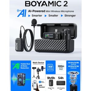 BOYA BOYAMIC 2 Draadloze Lavalier Reversmicrofoon voor iPhone 15/16 Type-C Apparaten Android Camera Video-opname Vlog Streaming