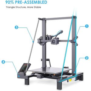 LANGERE LK5 Pro 3D-printer 90% voorgemonteerd driehoekig ontwerp Grote dubbele ventilator Afdrukgebied 30 * 30 * 40 cm 4,3 ''Kleurenaanraakscherm