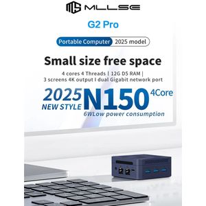 MLLSE G2 Pro Mini PC Intel Twin Lake N150 Processor LPDDR5 12GB RAM 512GB SSD WiFi 5 BT5.0 Win11 Mini Desktop Computer