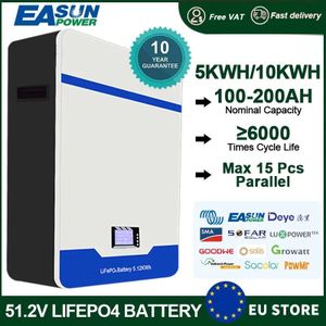 Easun Powerwall 48V Lifepo4 Batterij 51.2V 200ah 10kwh Lithium Li-Ion 16S Parallel 15P 6000 Cyclus 485 Kan Bms Geen Belasting