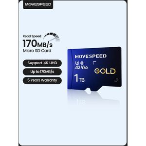 MOVESPEED 170 MB/s Mini SD-kaart 1 TB 512 GB A2 V60 Hoge Snelheid Flash-geheugenkaart 256 GB 128 GB TF-kaart voor Camera DV Dash Cams Drones