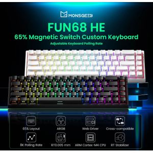Akko MonsGeek FUN68 HE Magnetisch toetsenbord 65% Rapid Trigger 0,005 mm 8K ARGB Mechanisch gaming Aangepast toetsenbord voor pc Gamer Esport