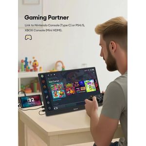 ZEUSLAP 15,6" FHD 1920x1080P IPS-paneel USB-C HDMI-bron draagbare monitor voor telefoon, laptop, pc, Nintendo Switch tweede weergave